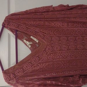 Indigo thread company mauve kaftan dress with ruffle detail &knit slip dress 2X